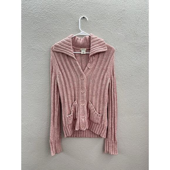 Old Navy Womens Sweater Cardigan Size Medium Pink Button Up Perfect Fit Knit - Picture 1 of 11